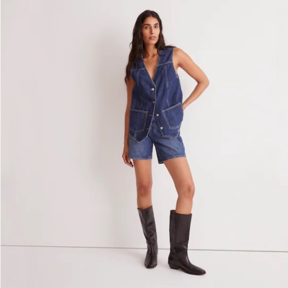 Madewell Denim Snap Front Long Vest